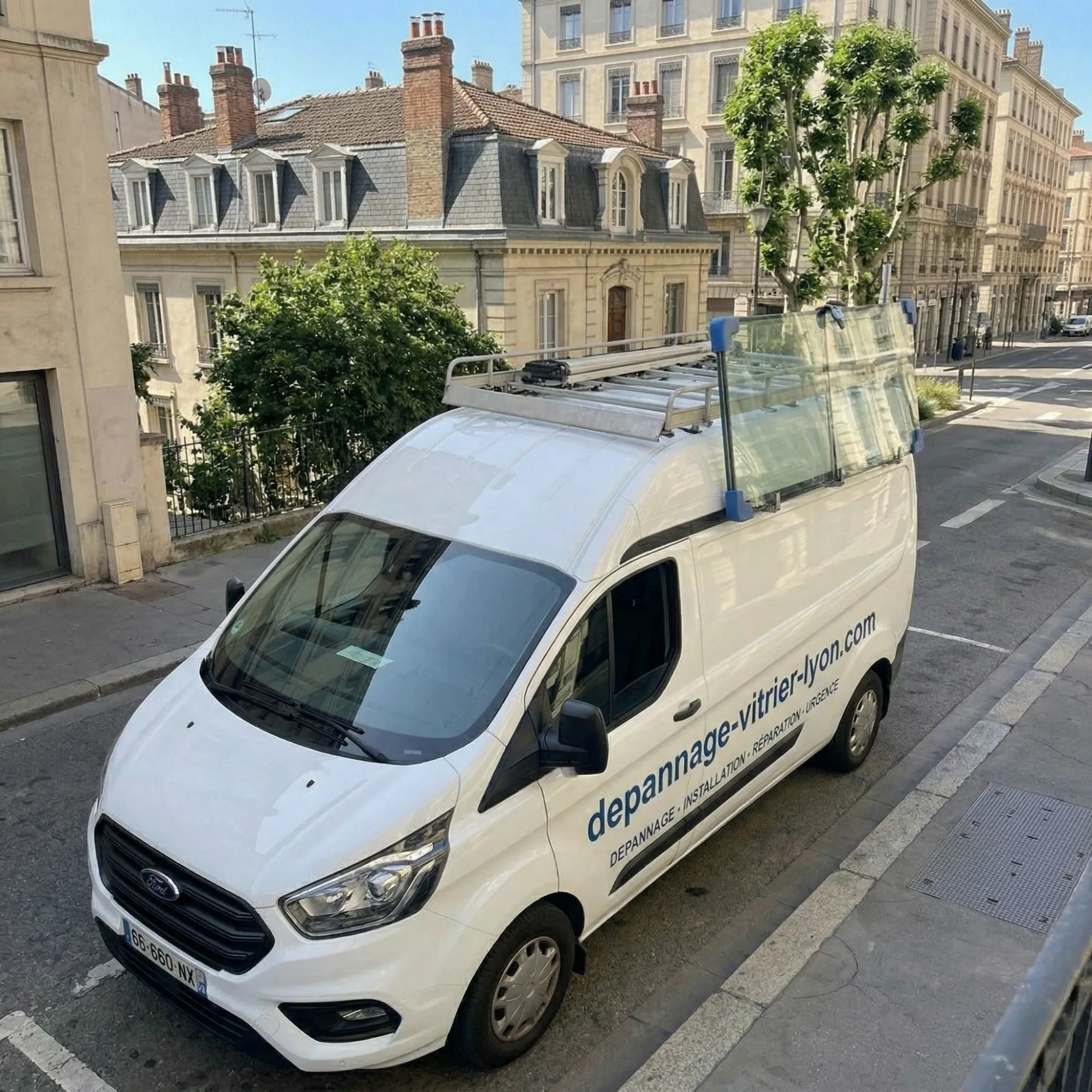 Depannage vitrier Lyon - vehicule equipe isolation double vitrage metropole